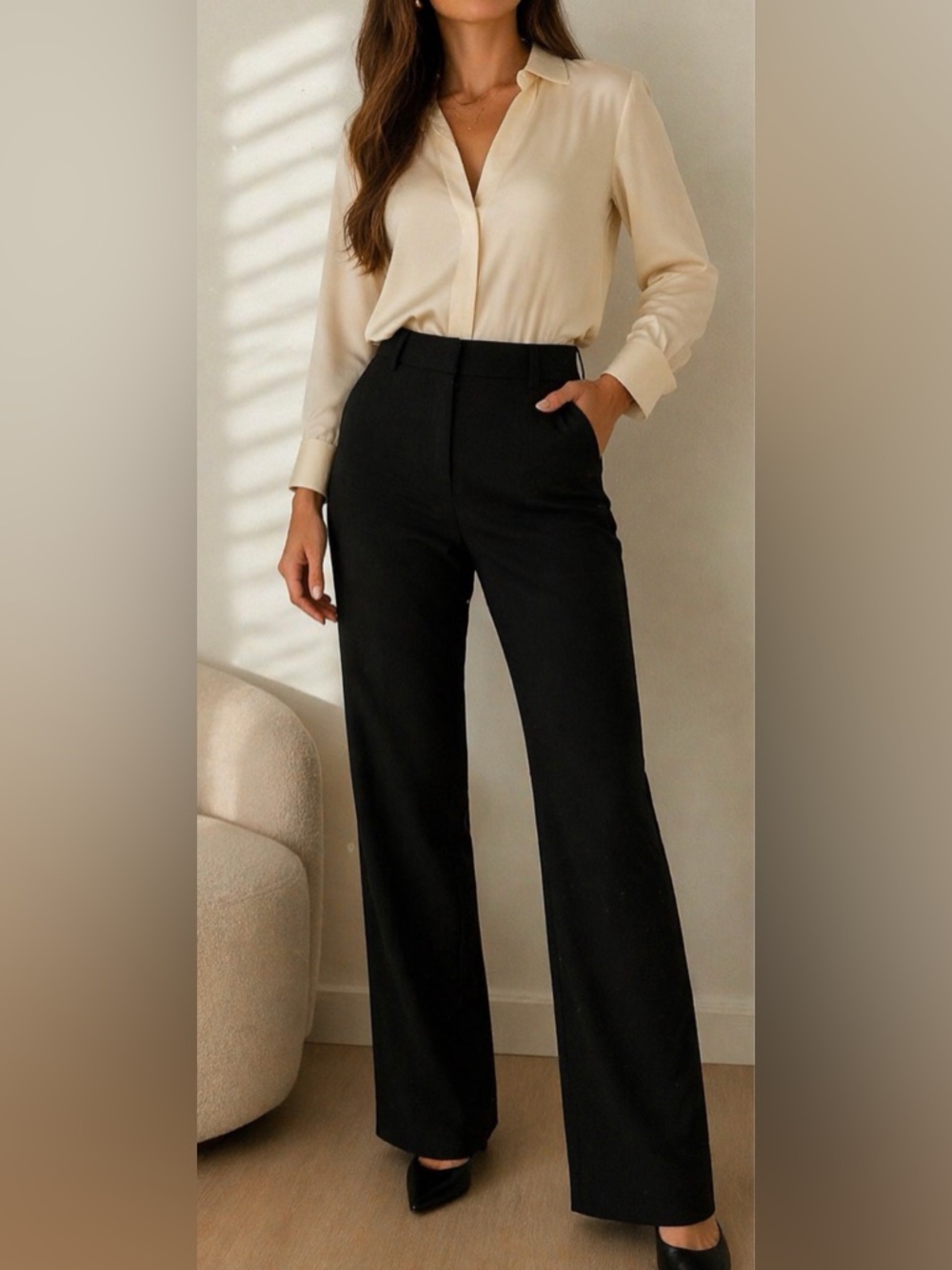 Tory Burch Black Tailored Trousers 🖤✨ High Rise Slim Straight Quiet Luxury
